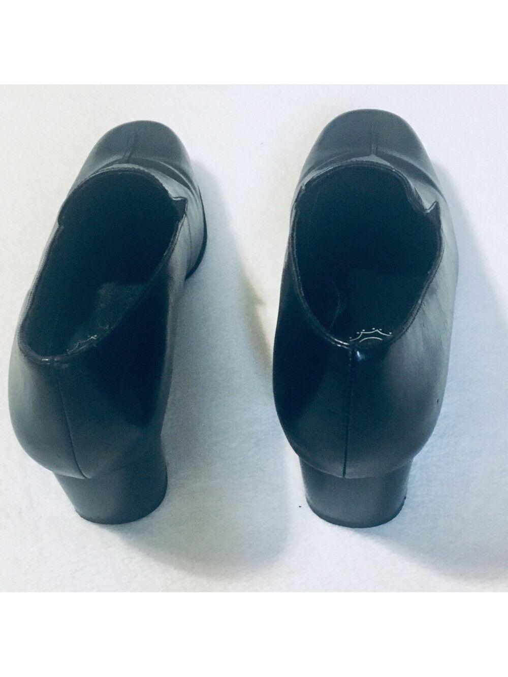 Life Stride Black Leather Block Heel Slip On Jungle Loafers Sz 7W - Picture 6 of 8